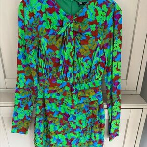 NWT Zara Floral Multicolor Dress Sz XS